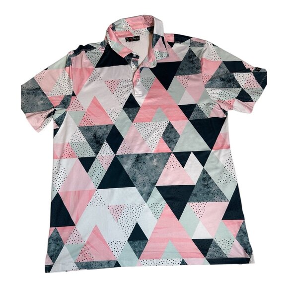 Yatta Golf Mens XL Pink Geometric Pattern Polo Shirt - Picture 1 of 6